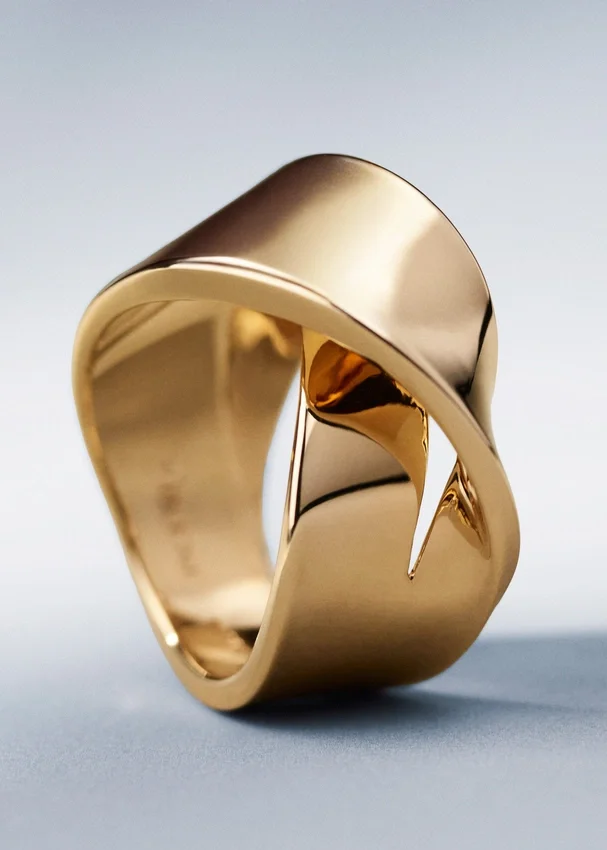 Anillo rizado Éole, edición chapado en oro de un quilate