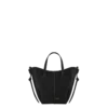 Bolso Cyme Tote Nano Edition, negro texturizado con costuras en color crudo