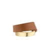 Brazalete Ormé, edición chapada en oro con piel de color camel