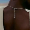 Collar de doble cadena Eroz, edición en latón chapado en rodio plateado