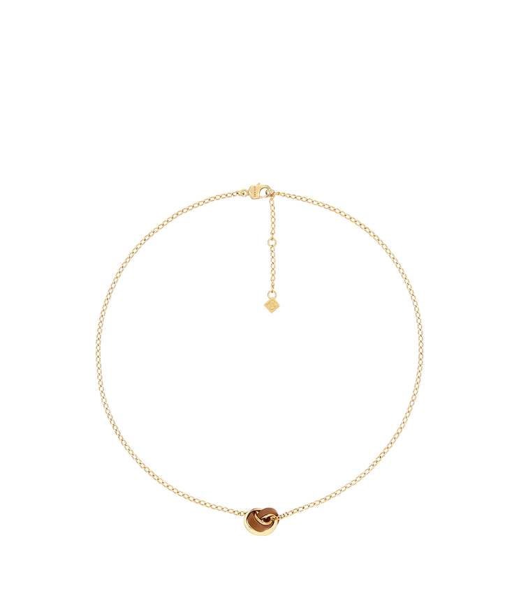 Collar Ormé, edición chapada en oro con piel de color camel