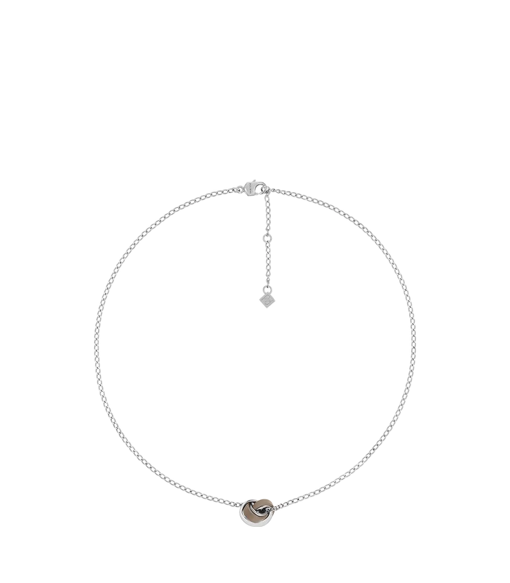 Collar Ormé, edición en plata rodiada con cuero color topo