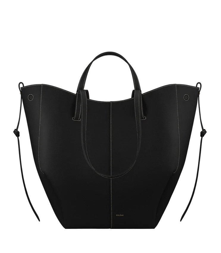 Cyme Tote Edition, negro texturizado con costuras en color crudo