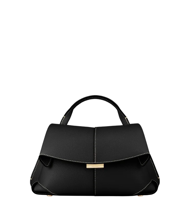 Mokki Mini Edition negro texturizado con costuras en color crudo
