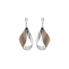 Pendientes colgantes Ormé, edición en plata rodiada con cuero color topo