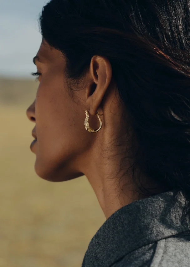 Pendientes de aro Eroz Slim, edición chapada en oro