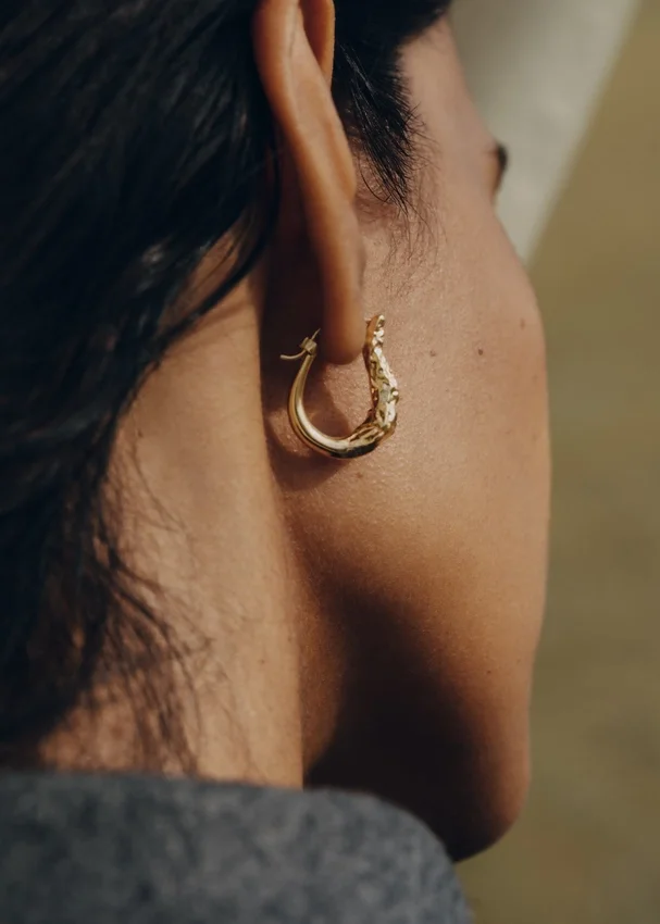 Pendientes de aro Eroz Slim, edición chapada en oro