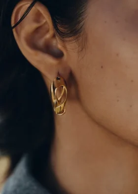 Pendientes de aro ondulados Éole, edición dorada