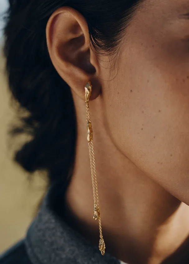 Pendientes Eroz Chain, edición chapada en oro