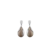Pendientes Ormé, edición en plata rodiada con cuero color topo
