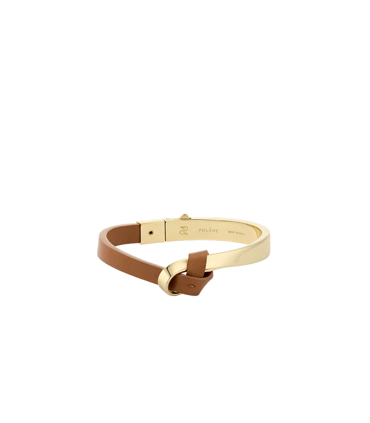Pulsera Ormé Edition chapada en oro con piel de camello