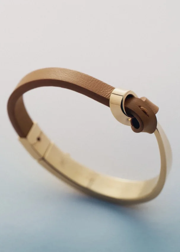 Pulsera Ormé Edition chapada en oro con piel de camello